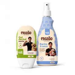 Banho A Seco Liquido Para Cães & Gatos Pet Clean Mozão 500ml + Gel Dental