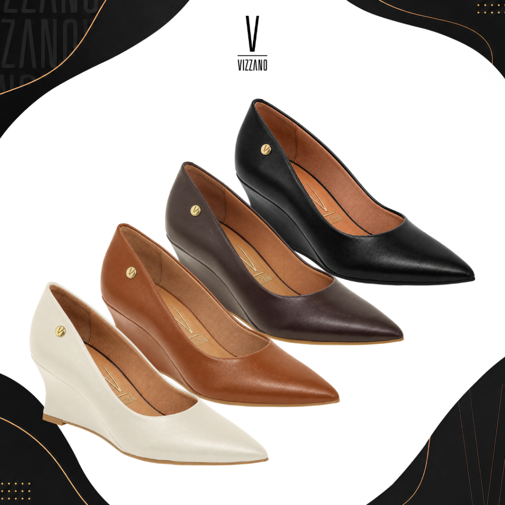 Scarpin Feminino Vizzano Salto Alto Anabela Elegante Confortável Macio Leve Casual