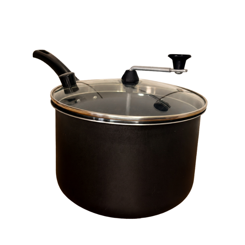 Panela Pipoqueira Antiaderente Teflon Com Tampa de Vidro Temperado Pipoca Doce e Salgada 4,5 Litros N°20 Cozinha Premium