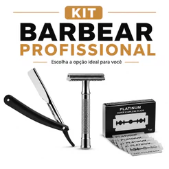 Kit Navalha Navalhete Profissional Barbeador Retrô Clássico Lâminas Aço Inox Acabamento Para Barba Sobrancelha