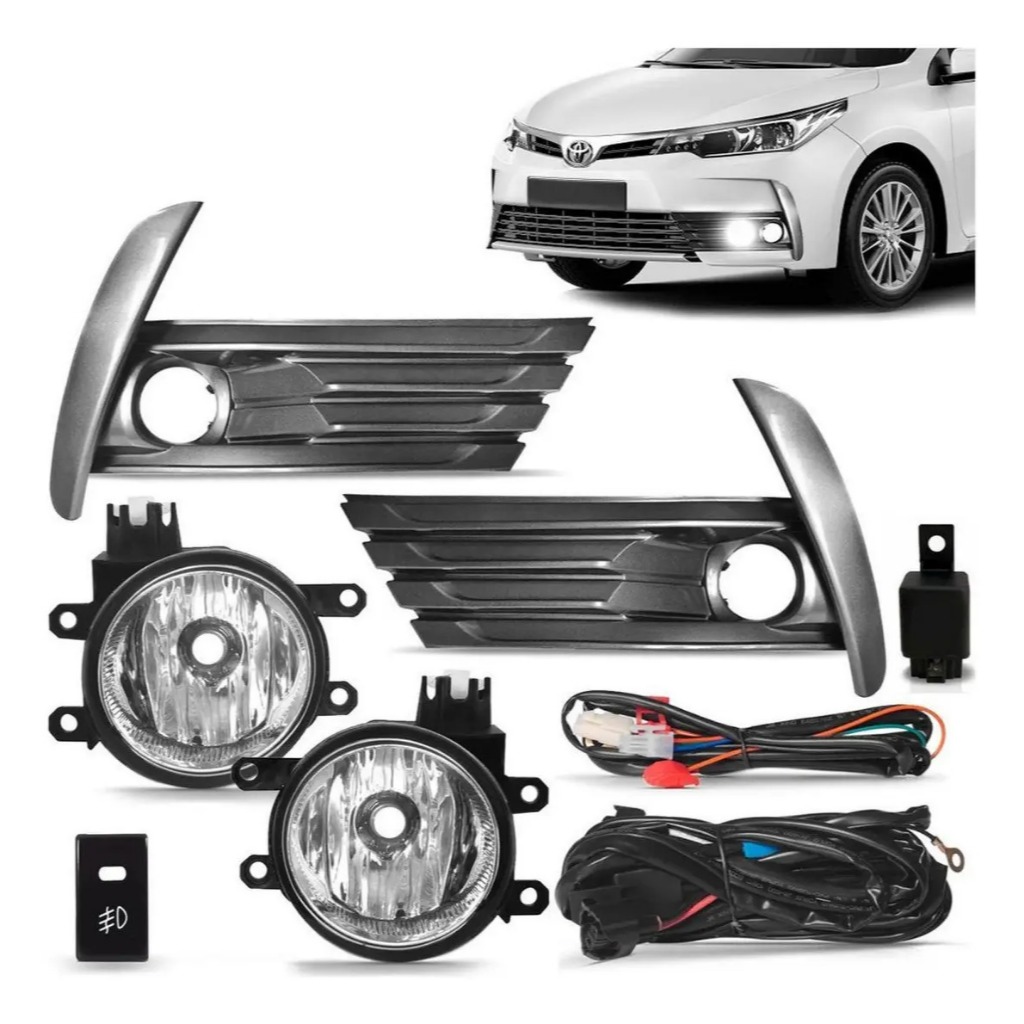 Farol de Milha Toyota Corolla 2018 a 2019 Shocklight Auxiliar Neblina Grafite Botão Original Kit