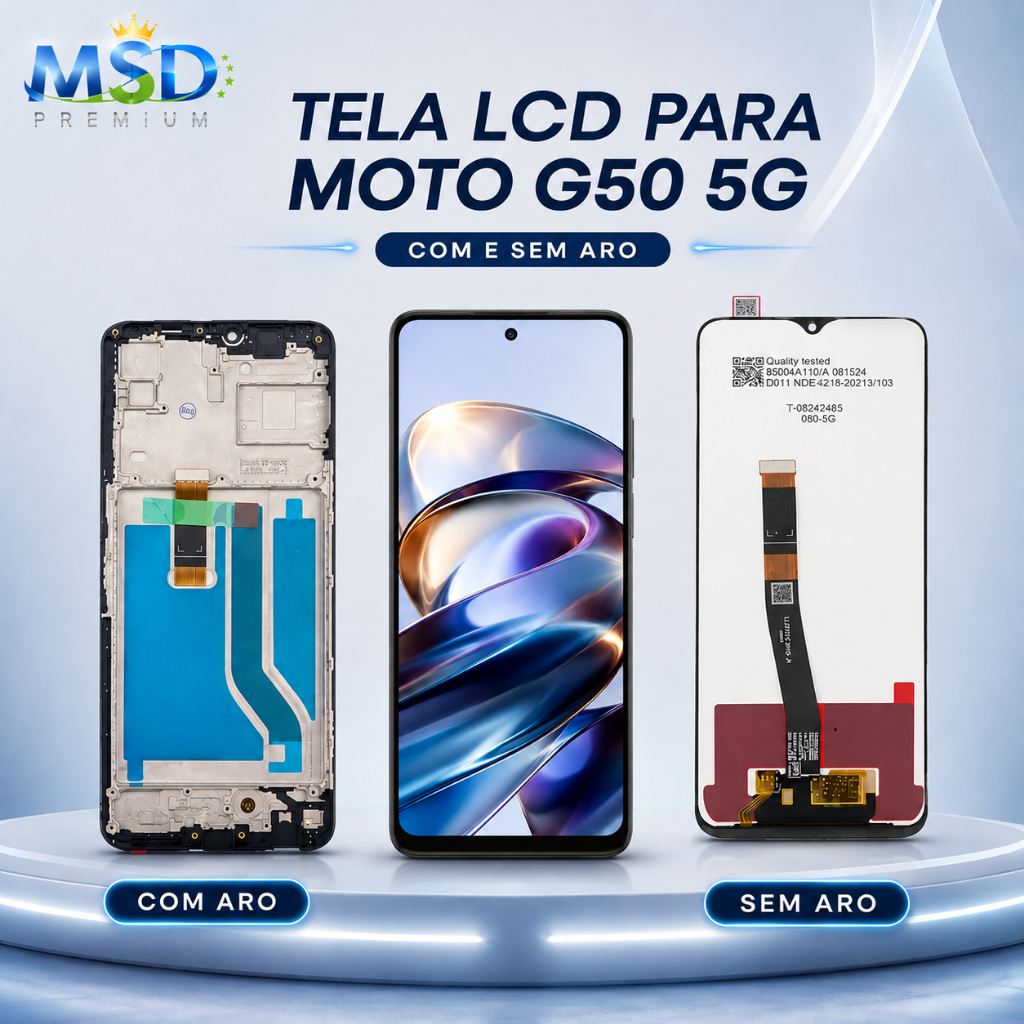 Tela Frontal Display Lcd Touch Compatível Moto G50 5g - Com e Sem Aro - TESTADA ANTES DO ENVIO