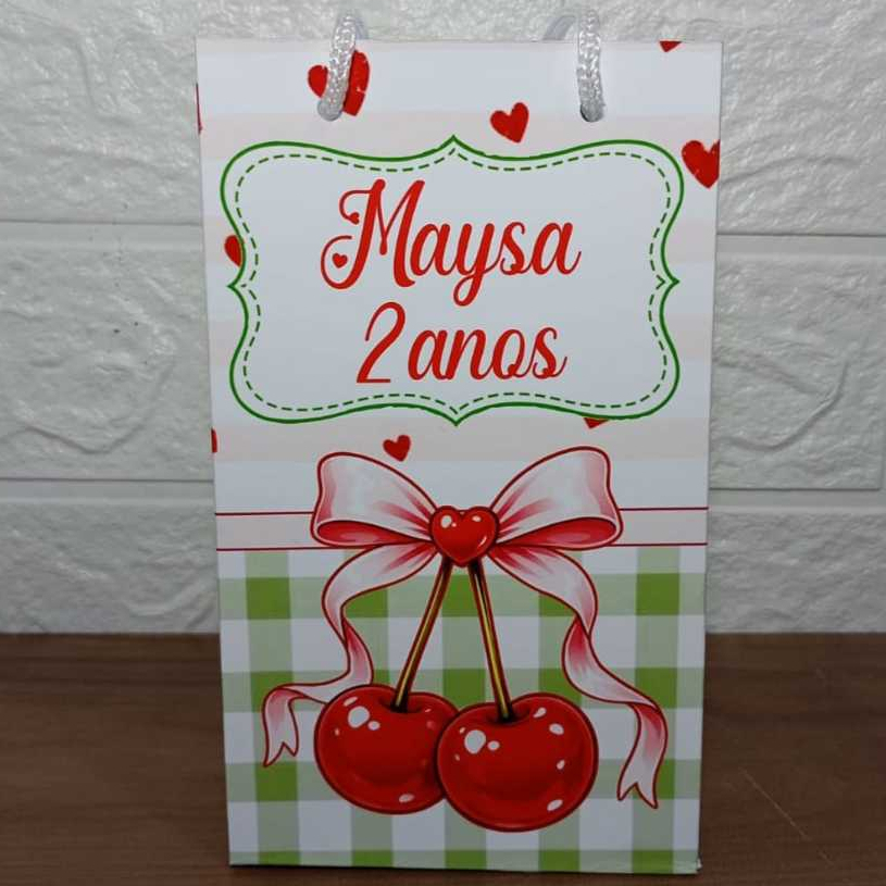 Kit Sacolinha Personalizada Cerejinha para Lembrancinhas Festa Infantil