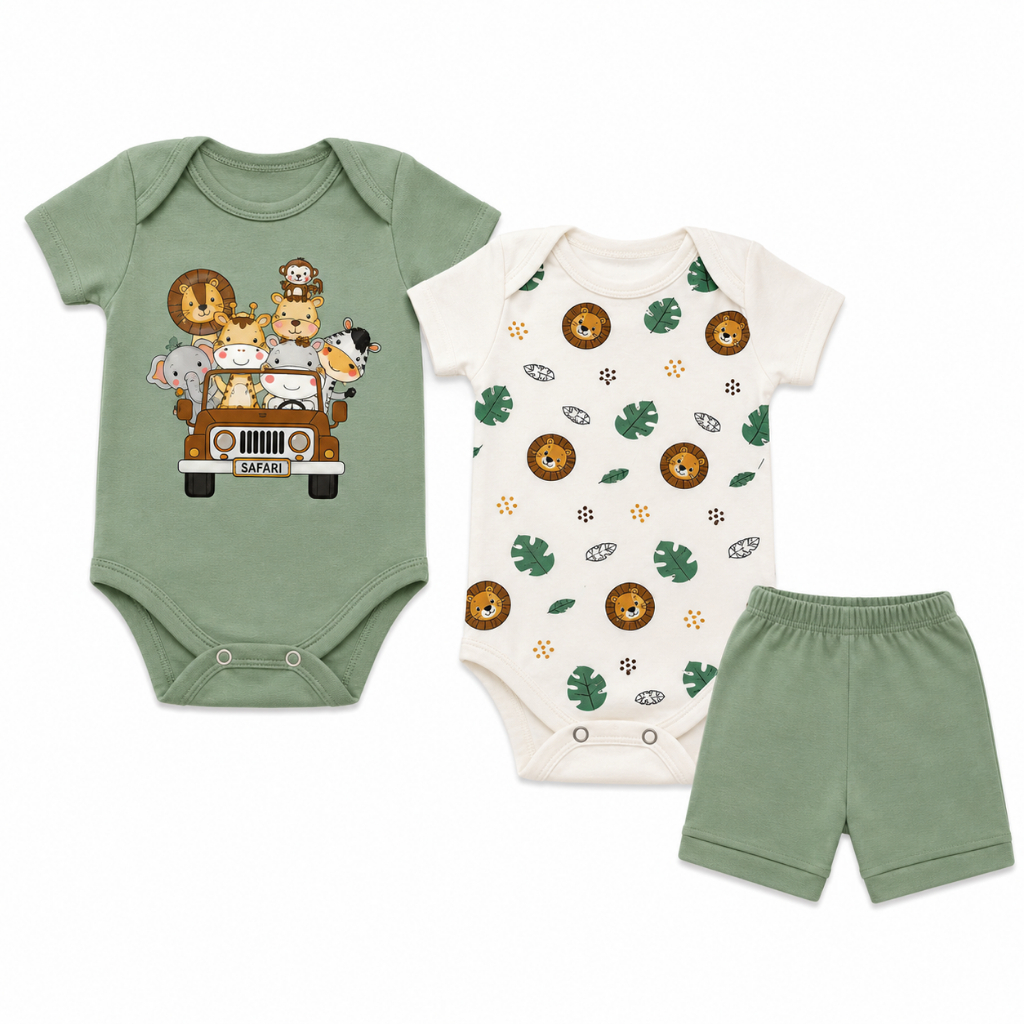 Kit body Bebê 3 peças Roupas de Bebe Conjunto Bebê Verão Roupa de Verão