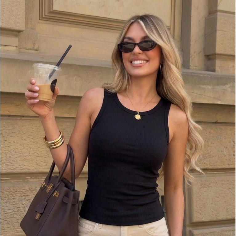 Blusa Feminina Regata Nadadora Canelada Basica Estilosa Elegante Verão