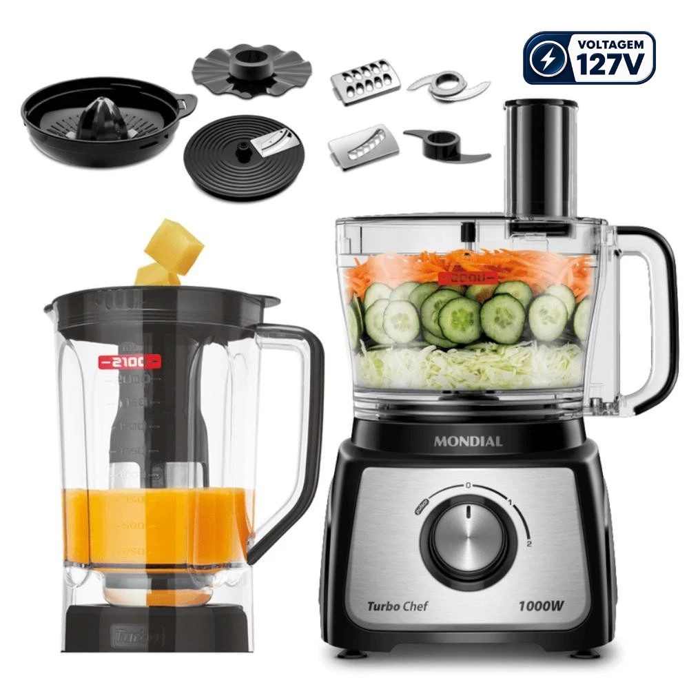 Multiprocessador Turbo Chef 9 em 1 Mondial Preto 127V 1000W - MPN-01-BF