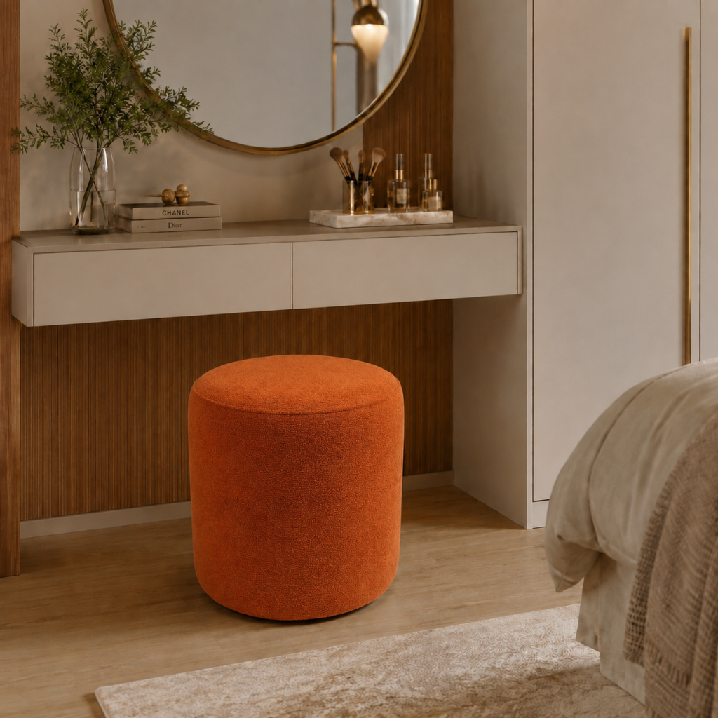 Puff Duna Organico Redondo Decorativo Tecido Boucle