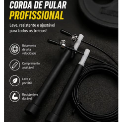 Corda de Pular Speed Rope com Cabo de Aço Ajustável para Crossfit Academia Treino