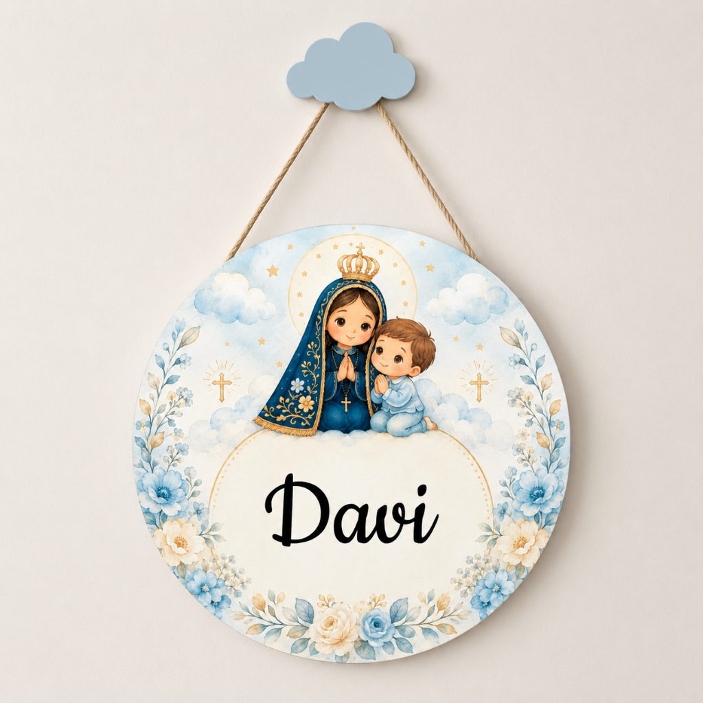 Porta Maternidade Religioso Arca de Noé Jesus Menino Nome Personalizado Decoração Infantil