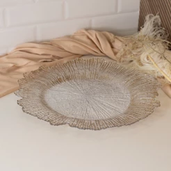 Sousplat de Plástico com Fios de Ouro 33cm Wolff para Mesa Posta Decoração Jantar Refeições Elegantes e Sofisticadas