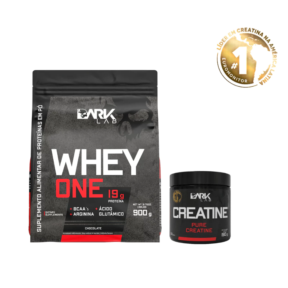 Kit Whey Protein One Refil 900g + Creatina Monohidratada 100% Pura 150g - Dark Lab — imagem 1