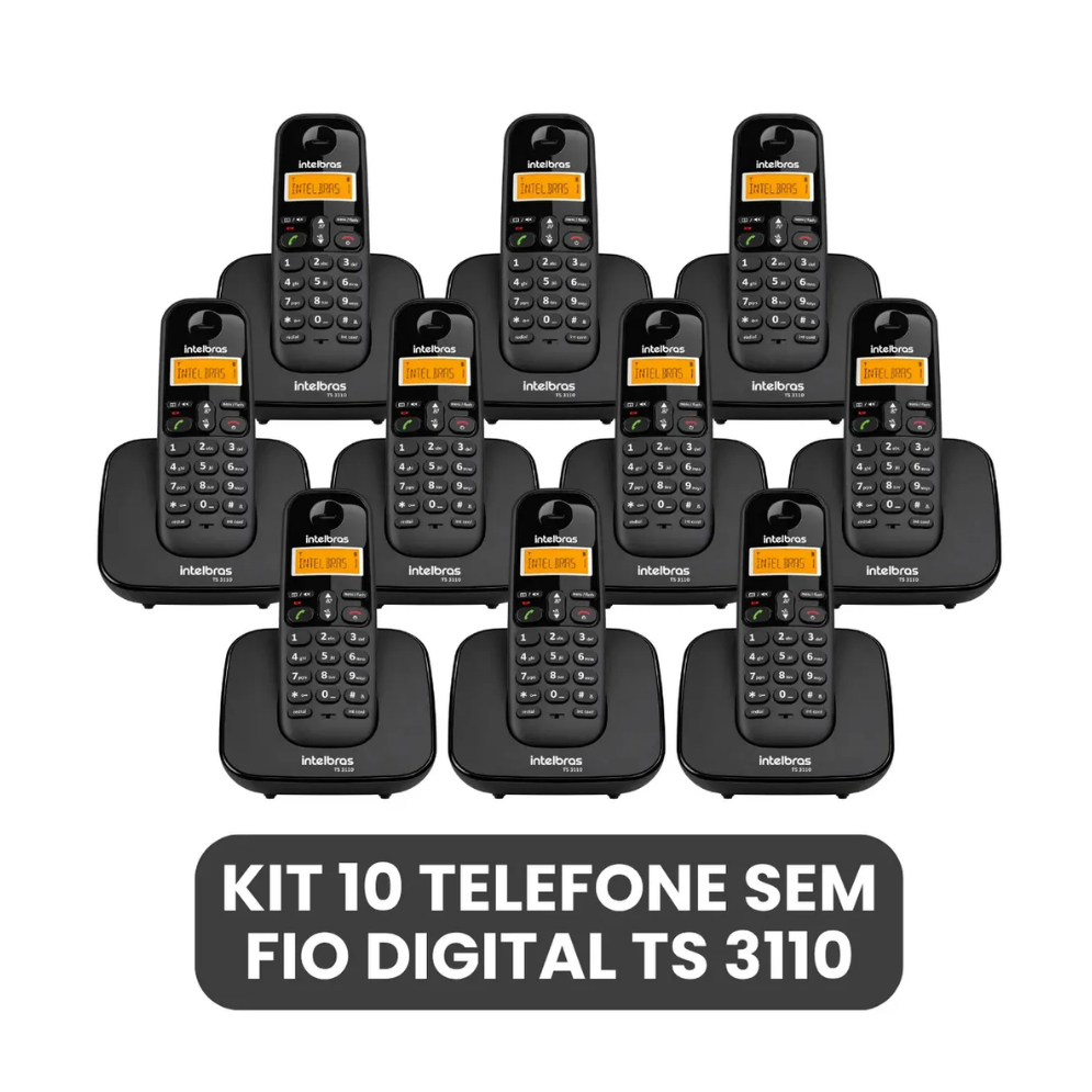 Kit 10 Telefones Sem Fio Intelbras TS 2510 DECT 6.0 Bivolt