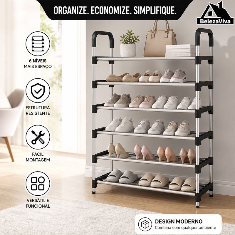 Sapateira 4/5/6 Andares Multiuso Desmontável Organizadora Multiuso Sapatos