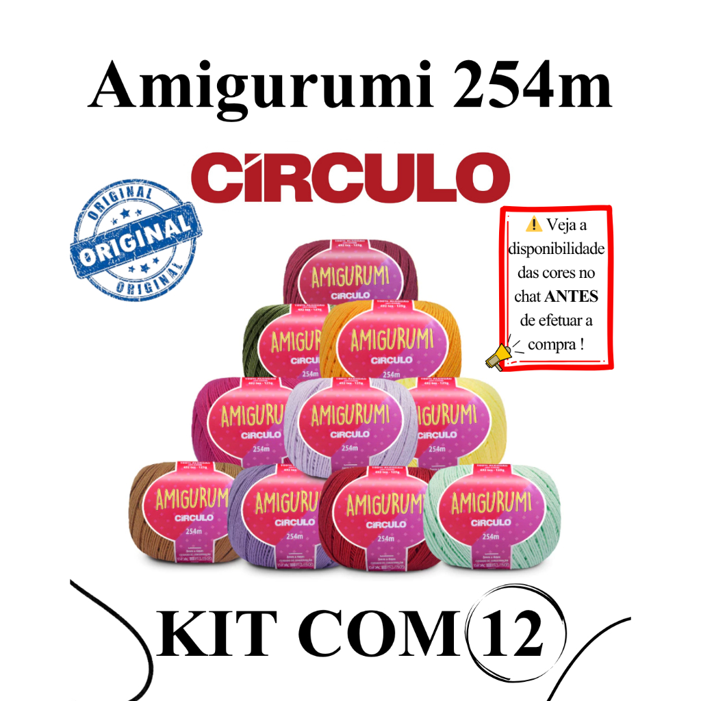 Kit 12 Unidades Fio Amigurumi 254mts - 125gr - Envie as Cores no Chat