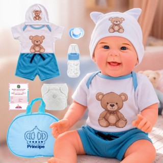 Bebê Reborn Boneco Stitch Menino Original Realista de Silicone Pode Dar Banho