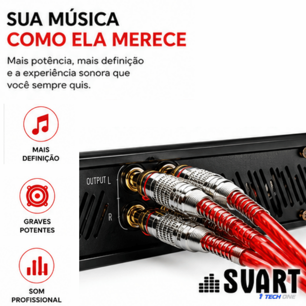 Kit 4 Cabos RCA 1 Metro Dupla Blindagem Banhado A Ouro Anti Ruído Som Automotivo Plug Metal Para Módulo — imagem 2 de 2