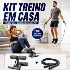Kit Fitness Aparelho Abdominal Corda de Pular Treino em Casa Cardio Funcional