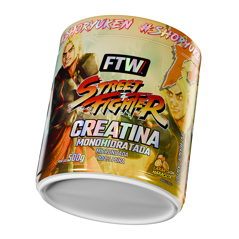 Creatina Monohidratada Saborizada 500g Street Fighter 100% Pura e Micronizada - FTW