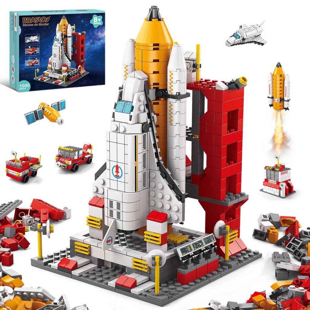 Blocos de Montar Foguete Espacial Com 1000 Peças 6 em 1