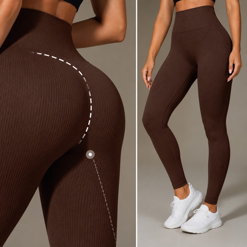 Calça Legging Canelada Cintura Alta Sem Costura Feminina Fitness Academia Zero Transparência
