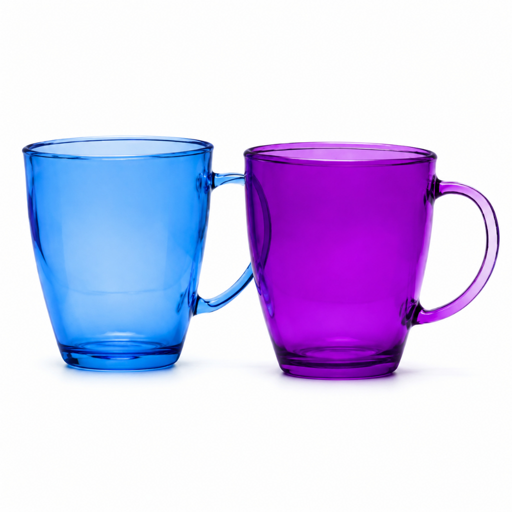 Conjunto 2 Unidades Caneca Vidro Color Flux 350ml Café Chá Suco