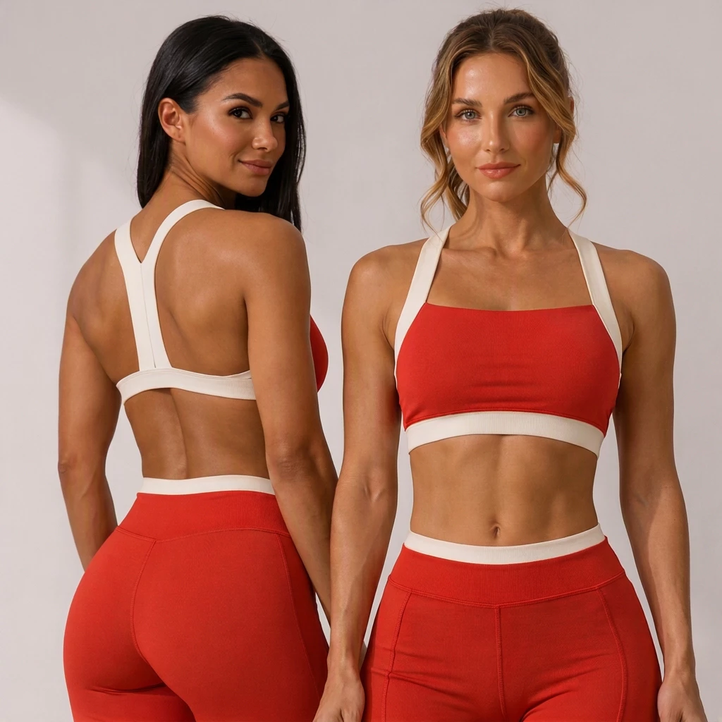 Conjunto Fitness Poliamida Feminino Top Short Academia Treino Musculação Cós Alto Costas Aberta — imagem 1
