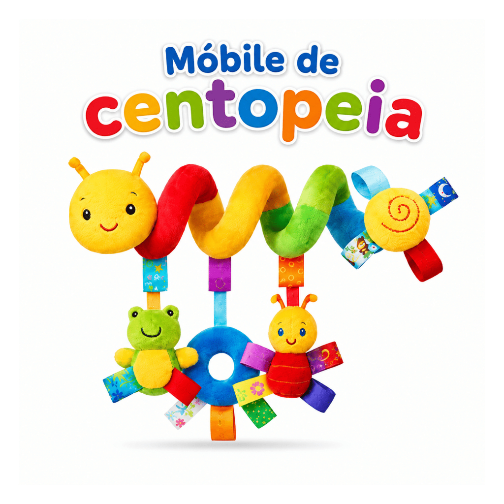 Móbile de Centopeia Espiral para Carrinho e Berço com Atividades Sensoriais