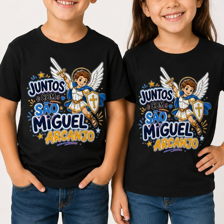 Camiseta São Miguel Arcanjo Quaresma Infantil Confortavel 100% Algodão Premium