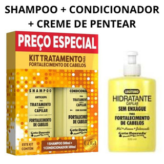 Kit Gota Dourada Shampoo Condicionador e Creme de Pentear Ou Só Kit Shampoo e Condicionador