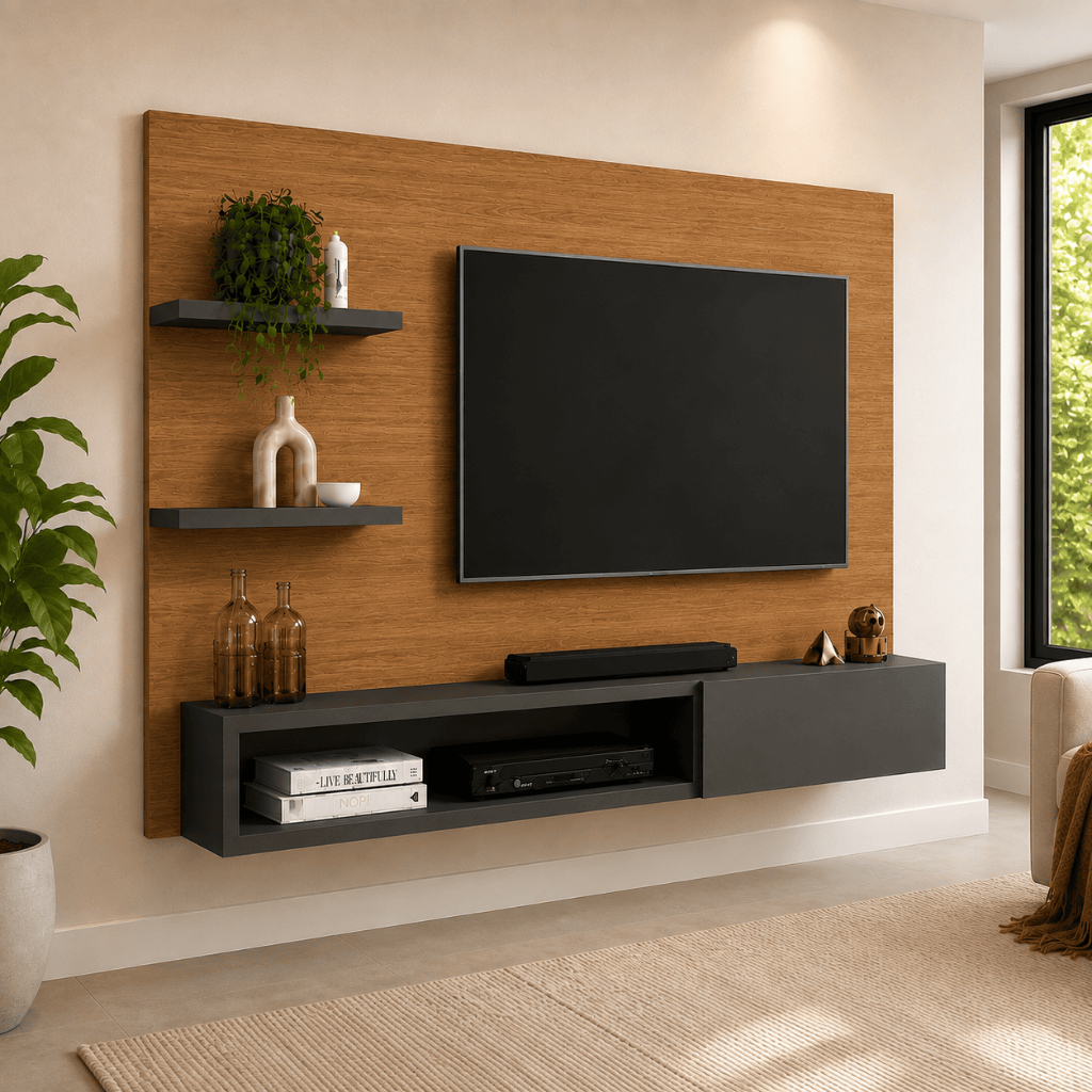 Painel Tv até 65 Polegadas Home Theater Suspenso Armário Nicho Prateleira Suporte 166x155 Casa Dee