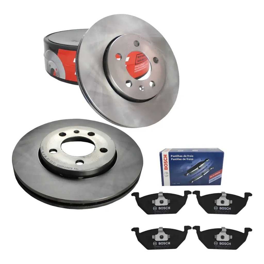 Par Disco E Pastilha Freio Dianteira Fox 1.6 2003 2004 2005 2006 2007 2008 2009 2010 2011 2012 Trw Bosch