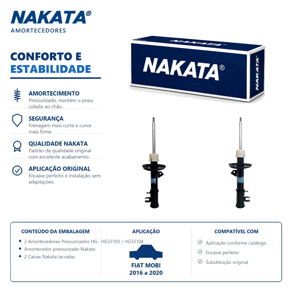 Par Amortecedor Dianteiro Fiat MOBI 2016 a 2020 Nakata