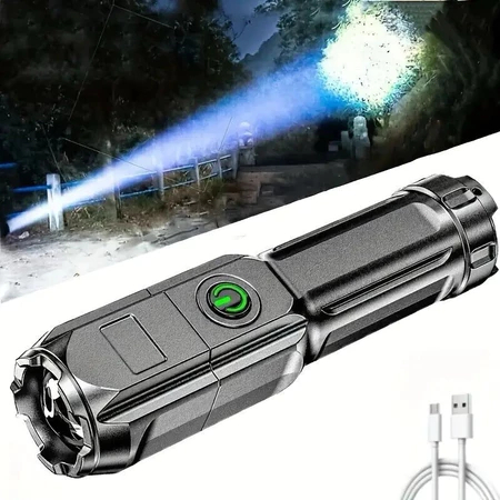 lanterna led tática potente recarregável usb com zoom resistente à água