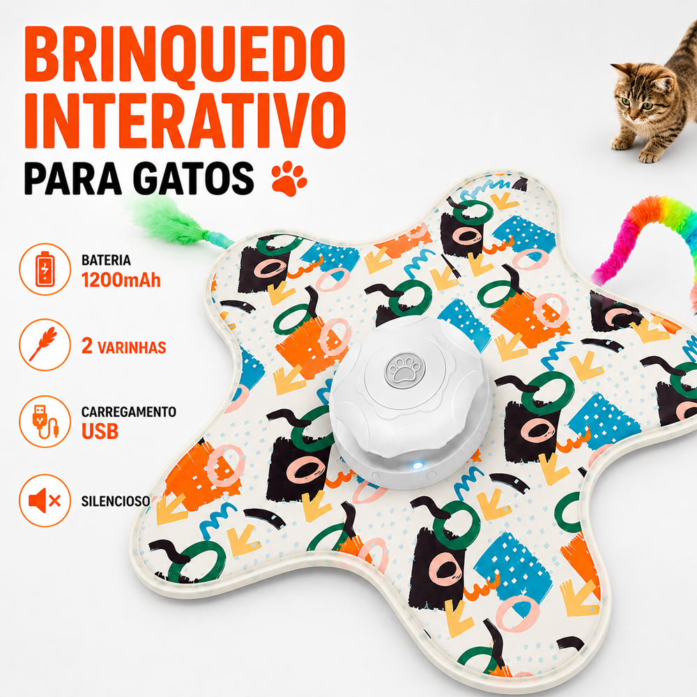 Brinquedo Interativo para Gatos Mouse Elétrico Automático, Movimento Inteligente com Som e Pena Oculta, Diversão Pet