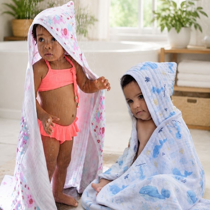Toalha de Banho Bebê Capuz Toalhão Fralda Soft 3 camadas 100x85 100%algodão — imagem 2 de 2