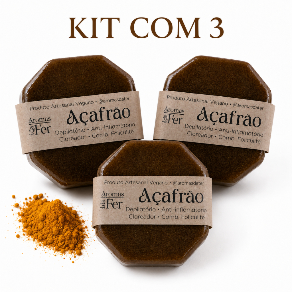 Kit 4 Sabonetes Facial de Açafrão Esfoliante Artesanal - (Shopee)