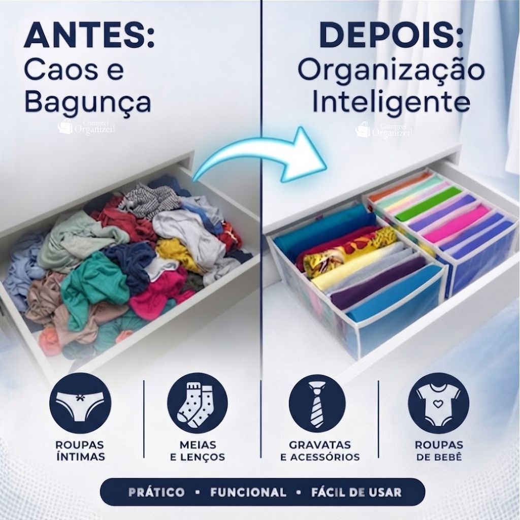 Colmeia Organizadora de Gavetas Tamanho "M" - Kit 3 Un - Organizador de Guarda Roupas tamanho M