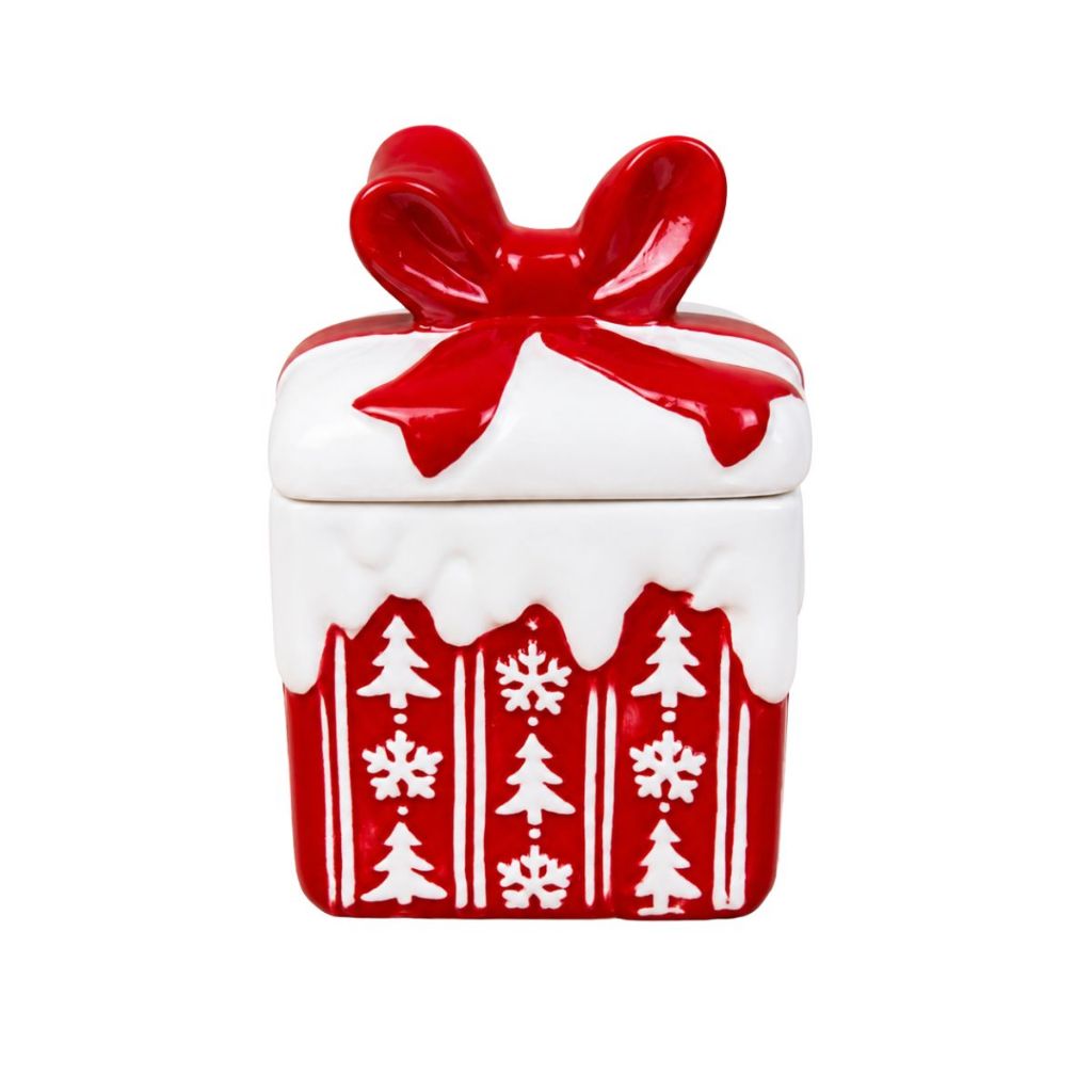 Porta-Objetos Bomboniere Natalino Cerâmica 15x10cm Caixa De Presente Decoração de Natal Criativa