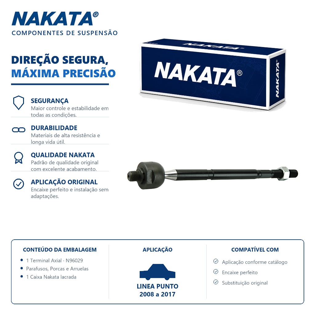 Barra Axial de direção Linea Punto 2008 a 2017 – Nakata N96029
