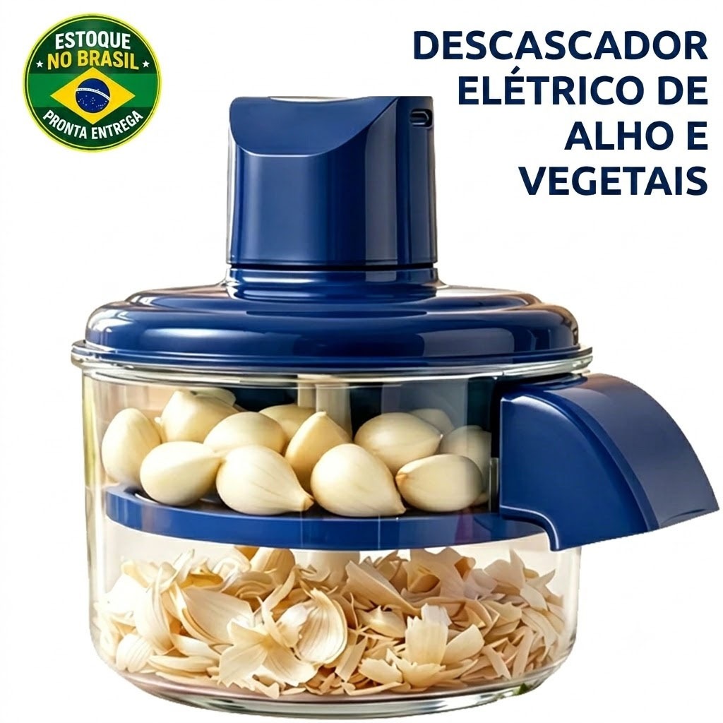 Descascador elétrico 127/220V automático de alho e frutas - ideal para uvas, tomates, alho e legumes