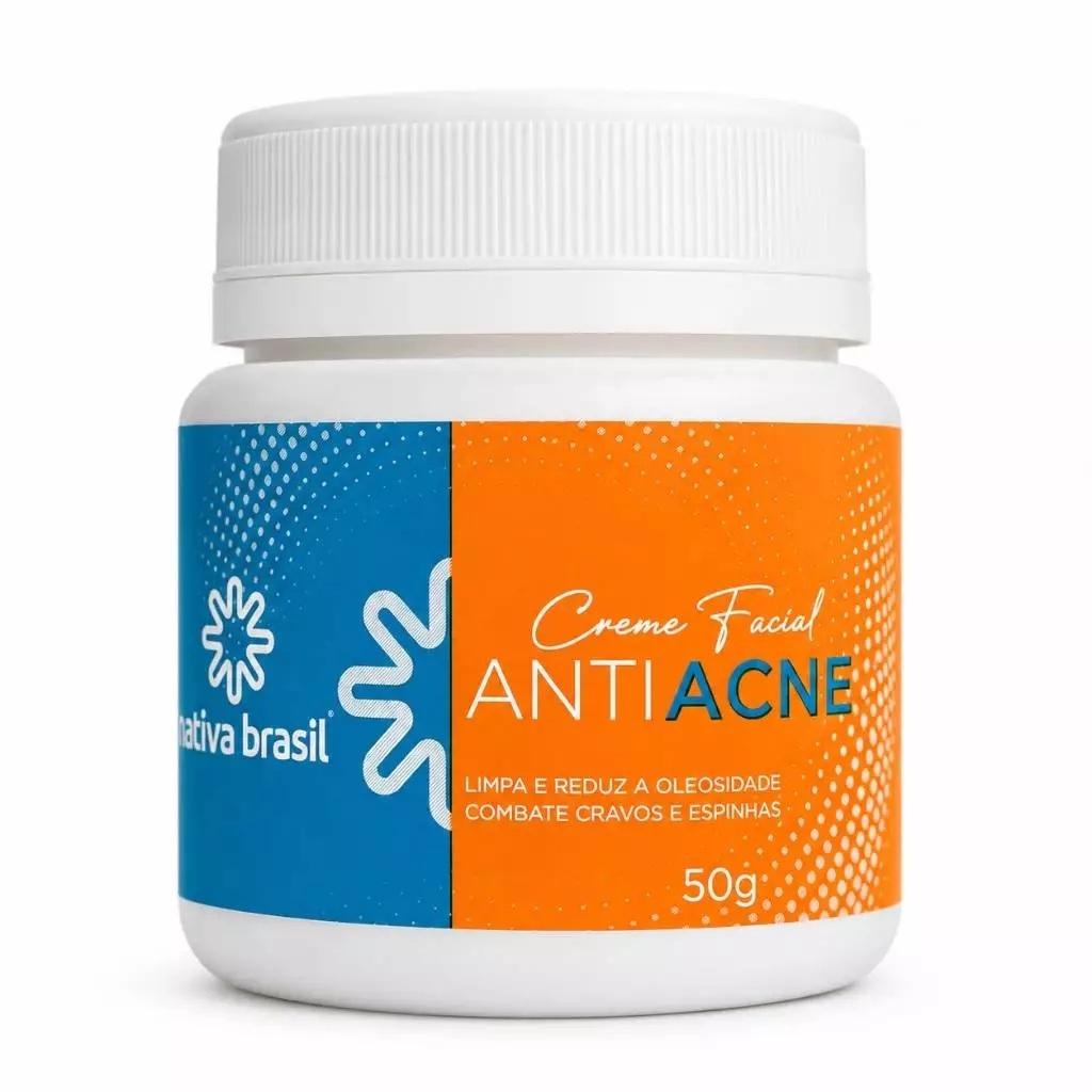 Creme Facial Anti Acne 50g Reduz Oleosidade Cravos e Espinhas - Nativa Brasil