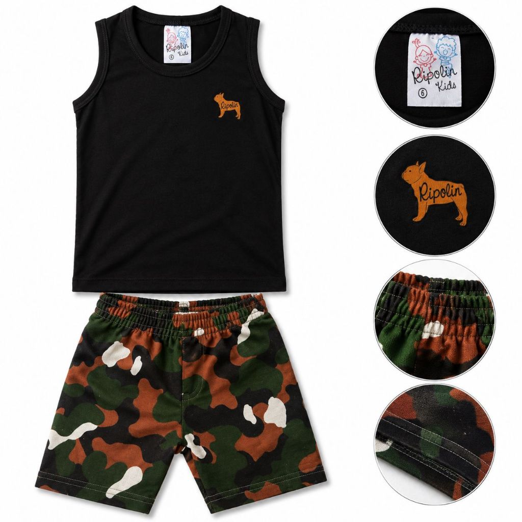 Conjunto regata menino bebê infantil verão masculino bermuda shorts tamanhos 1 2 3 4 6 8