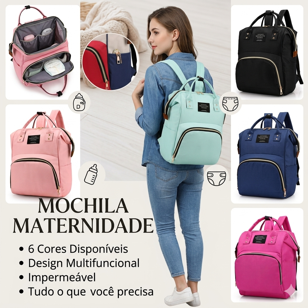 Mochila Maternidade Bolsa Mamãe Bebê Multifunção Simples