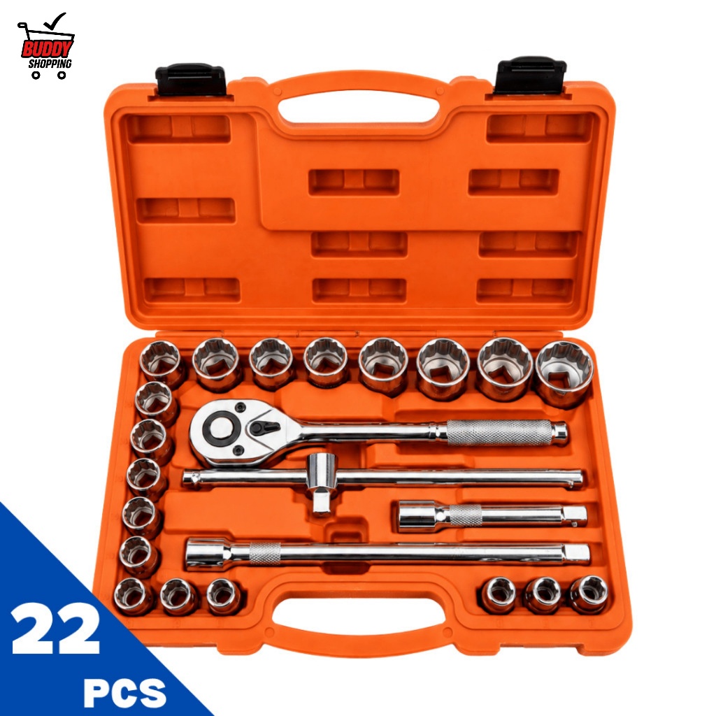 Kit Chave Catraca 22 Peças com Soquetes 8 a 32mm Encaixe 1/2 e Maleta LUATEK LWJ-2320