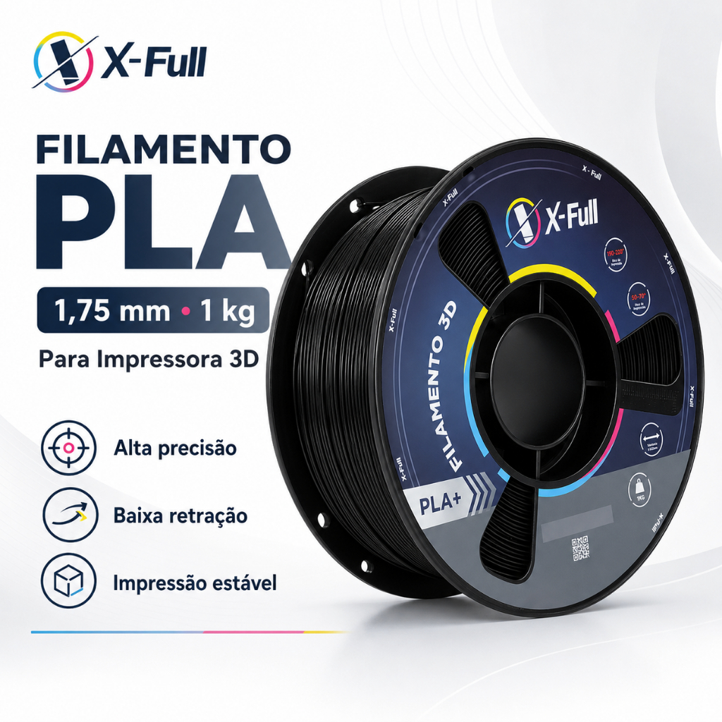 Filamento PLA X-Full 1,75mm 1kg para Impressora 3D Alta Precisão Boa Aderência