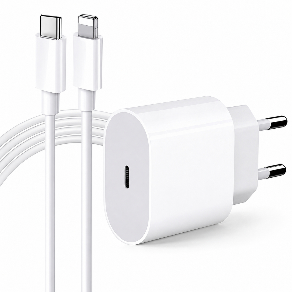 Carregador Turbo 20w Para Iphone 7 A 14 Com Cabo Resistente Branco