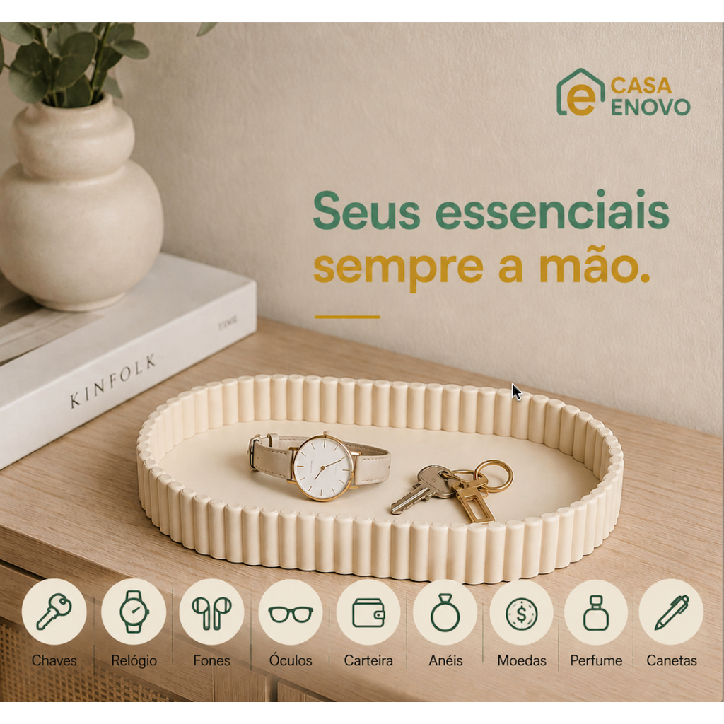 Bandeja Decorativa Organizador de Mesa Estilo Minimalista Porta Joias, Porta Chave