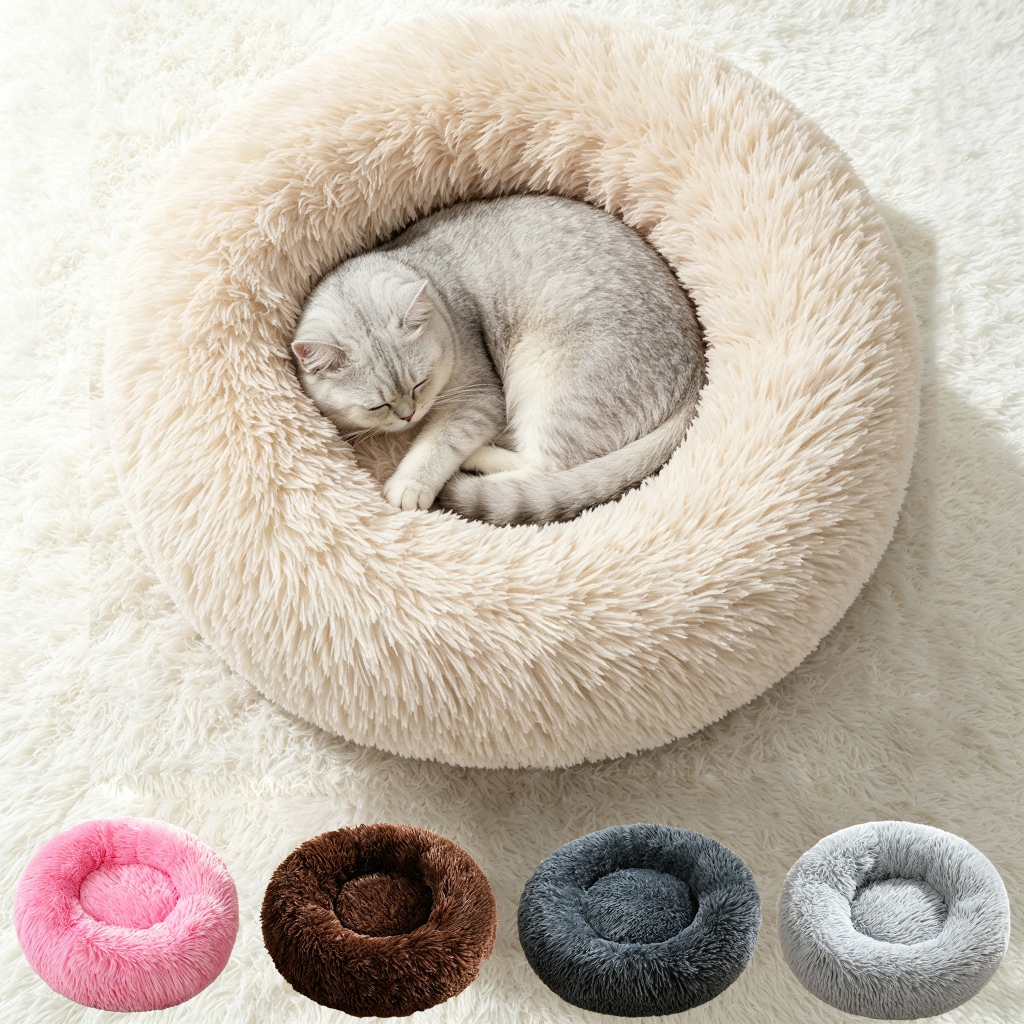 Cama para Cachorro e Gato Nuvem Redonda 50cm Pelúcia Ultra Macia até 12kg Cama Aconchegante Descanso Profundo Varias Cor