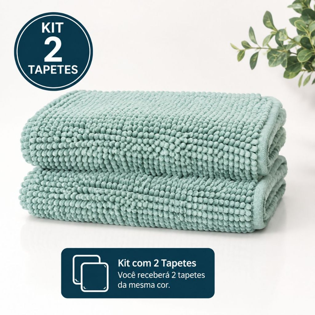 Kit 2 Tapete Banheiro 40X60 Antiderrapante Microfibra Bolinha Macarrão