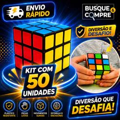 Kit com 50 Cubos Mágicos Interativos para Crianças Adultos de Qualidade para Raciocinio Anti Estresse Brinquedos